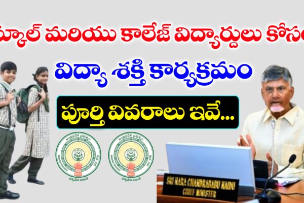 స్కూల్ మరియు కాలేజ్ విద్యార్థులు కోసం విద్యా శక్తి కార్యక్రమం ప్రారంభం | AP Vidya Shakti Program విద్యా శక్తి కార్యక్రమం వివరాలు