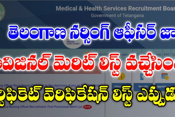 Download Telangana Nursing Officer Provision Merit List