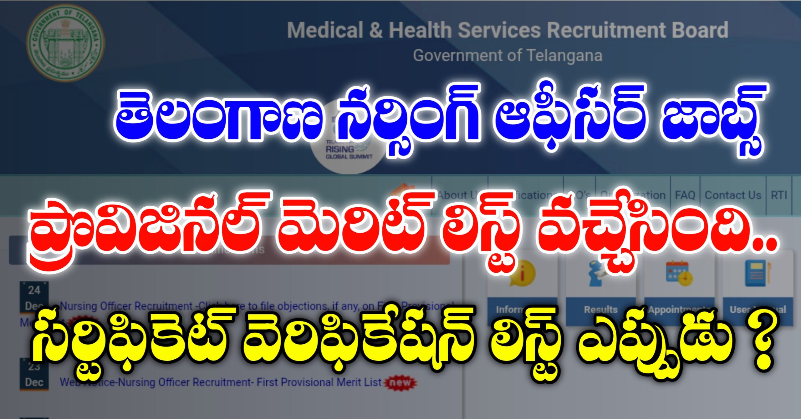 Download Telangana Nursing Officer Provision Merit List